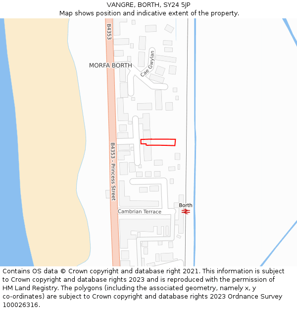 VANGRE, BORTH, SY24 5JP: Location map and indicative extent of plot