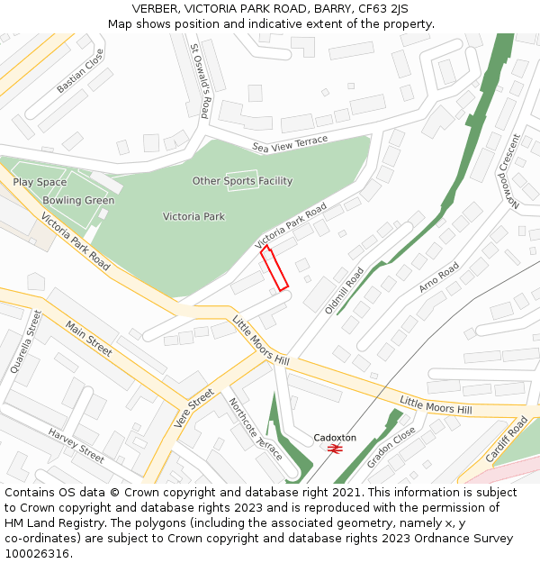 VERBER, VICTORIA PARK ROAD, BARRY, CF63 2JS: Location map and indicative extent of plot