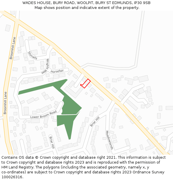 WADES HOUSE, BURY ROAD, WOOLPIT, BURY ST EDMUNDS, IP30 9SB: Location map and indicative extent of plot