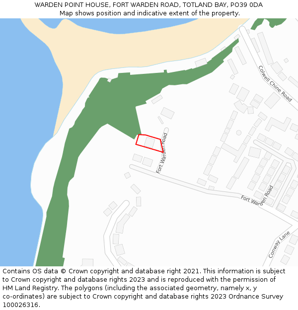 WARDEN POINT HOUSE, FORT WARDEN ROAD, TOTLAND BAY, PO39 0DA: Location map and indicative extent of plot