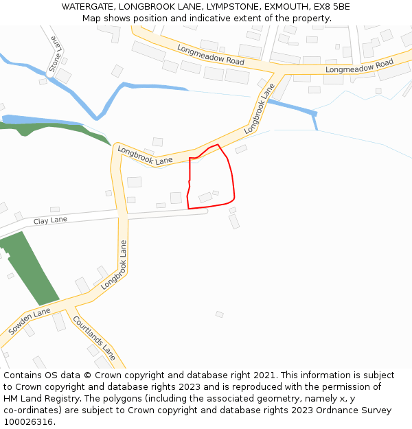 WATERGATE, LONGBROOK LANE, LYMPSTONE, EXMOUTH, EX8 5BE: Location map and indicative extent of plot