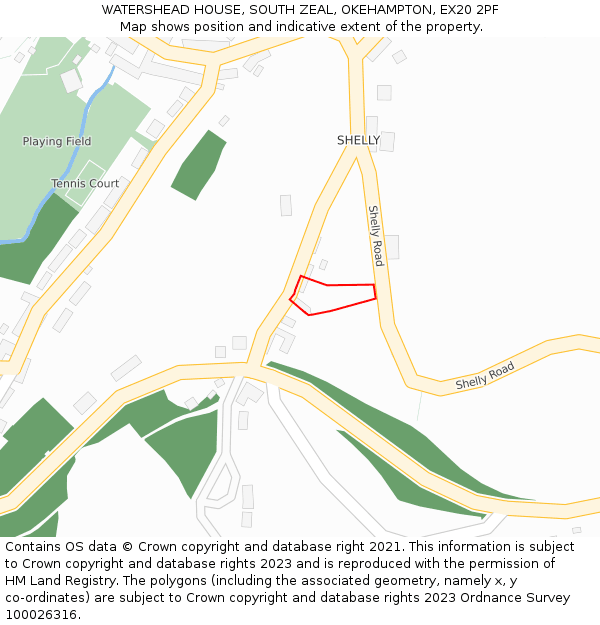 WATERSHEAD HOUSE, SOUTH ZEAL, OKEHAMPTON, EX20 2PF: Location map and indicative extent of plot