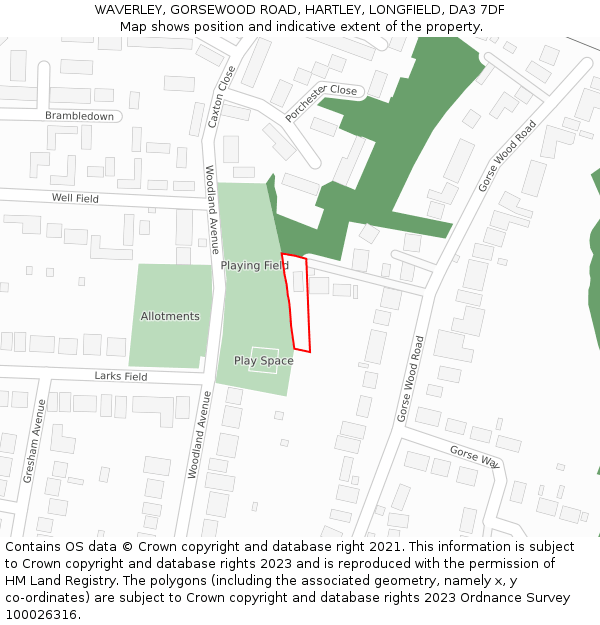 WAVERLEY, GORSEWOOD ROAD, HARTLEY, LONGFIELD, DA3 7DF: Location map and indicative extent of plot