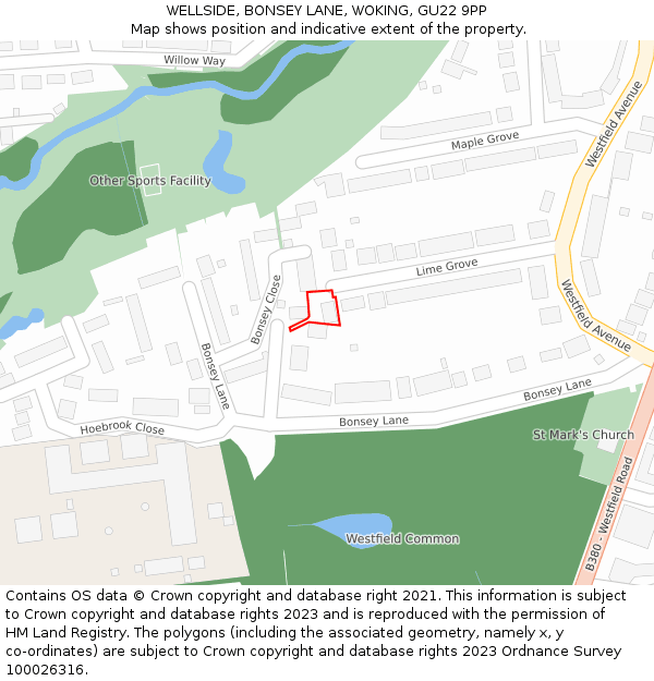 WELLSIDE, BONSEY LANE, WOKING, GU22 9PP: Location map and indicative extent of plot