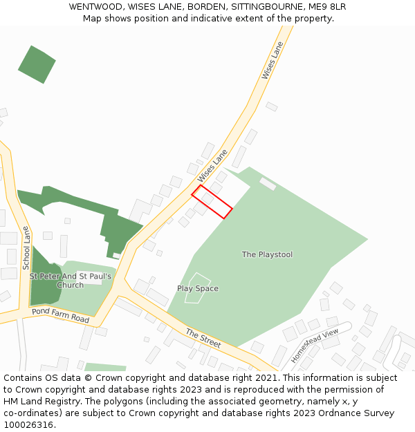 WENTWOOD, WISES LANE, BORDEN, SITTINGBOURNE, ME9 8LR: Location map and indicative extent of plot