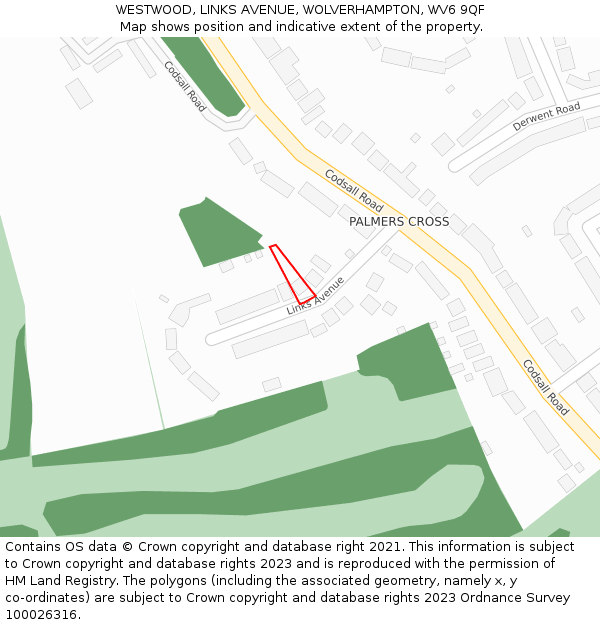 WESTWOOD, LINKS AVENUE, WOLVERHAMPTON, WV6 9QF: Location map and indicative extent of plot