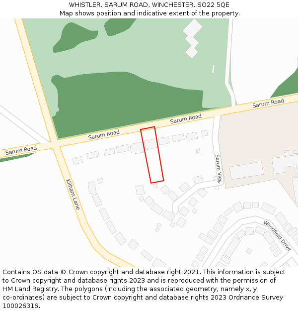 WHISTLER, SARUM ROAD, WINCHESTER, SO22 5QE: Location map and indicative extent of plot