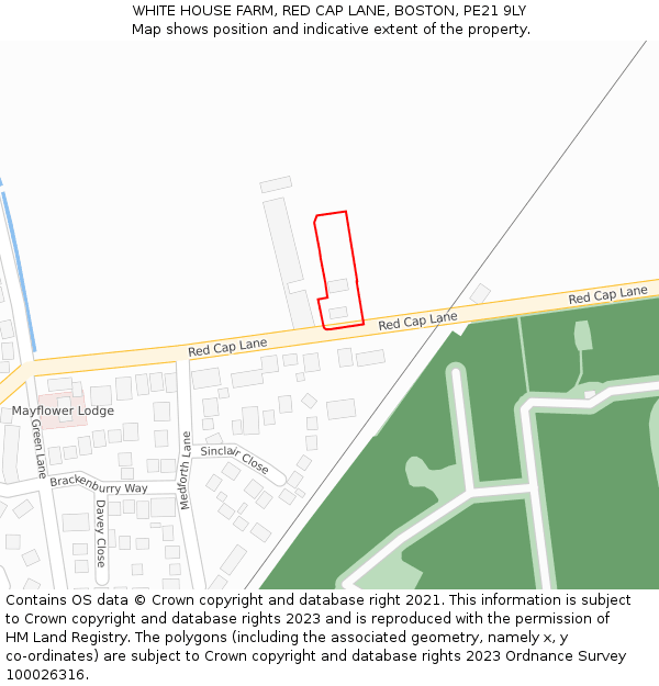 WHITE HOUSE FARM, RED CAP LANE, BOSTON, PE21 9LY: Location map and indicative extent of plot