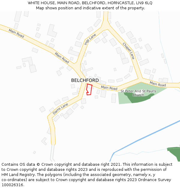 WHITE HOUSE, MAIN ROAD, BELCHFORD, HORNCASTLE, LN9 6LQ: Location map and indicative extent of plot