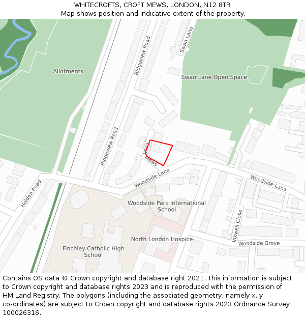 WHITECROFTS, CROFT MEWS, LONDON, N12 8TR: Location map and indicative extent of plot