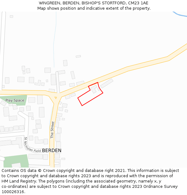 WINGREEN, BERDEN, BISHOP'S STORTFORD, CM23 1AE: Location map and indicative extent of plot