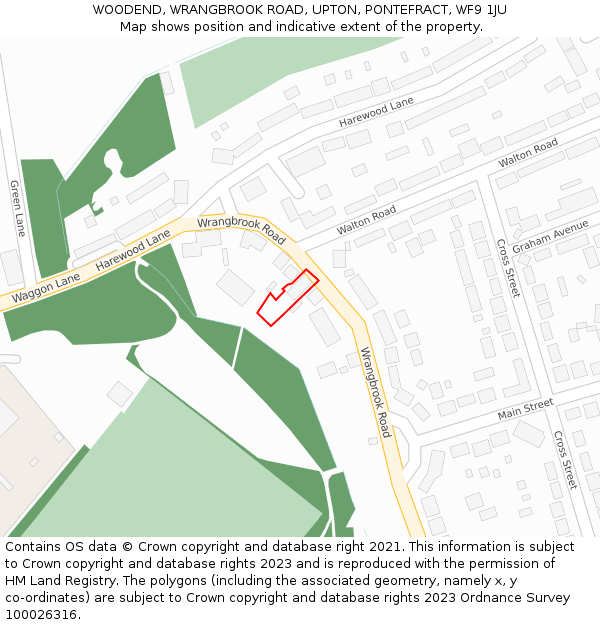 WOODEND, WRANGBROOK ROAD, UPTON, PONTEFRACT, WF9 1JU: Location map and indicative extent of plot