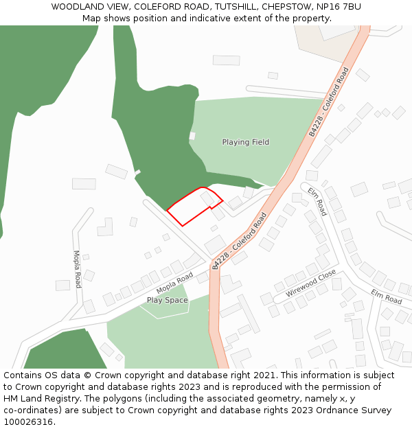 WOODLAND VIEW, COLEFORD ROAD, TUTSHILL, CHEPSTOW, NP16 7BU: Location map and indicative extent of plot