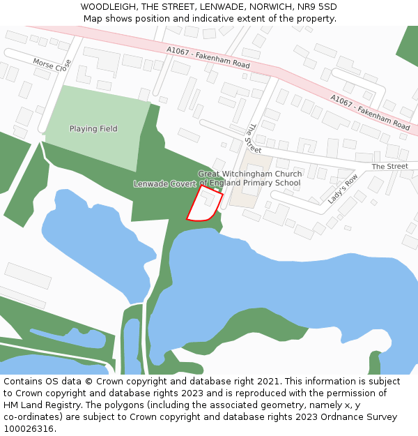 WOODLEIGH, THE STREET, LENWADE, NORWICH, NR9 5SD: Location map and indicative extent of plot