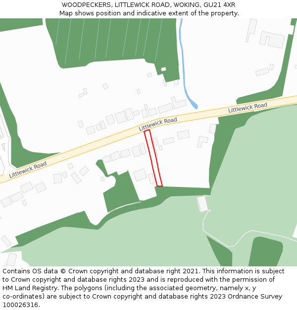 WOODPECKERS, LITTLEWICK ROAD, WOKING, GU21 4XR: Location map and indicative extent of plot