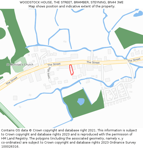 WOODSTOCK HOUSE, THE STREET, BRAMBER, STEYNING, BN44 3WE: Location map and indicative extent of plot