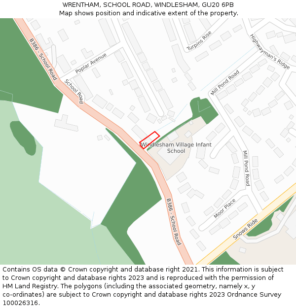 WRENTHAM, SCHOOL ROAD, WINDLESHAM, GU20 6PB: Location map and indicative extent of plot
