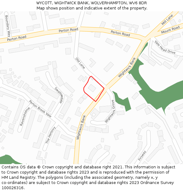 WYCOTT, WIGHTWICK BANK, WOLVERHAMPTON, WV6 8DR: Location map and indicative extent of plot