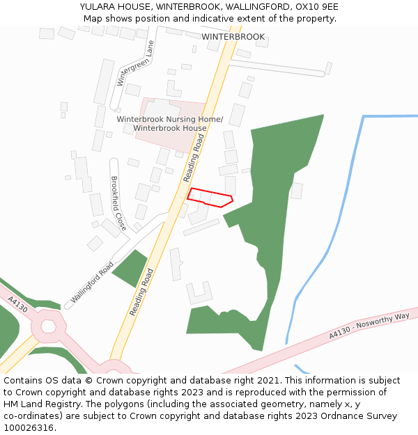 YULARA HOUSE, WINTERBROOK, WALLINGFORD, OX10 9EE: Location map and indicative extent of plot