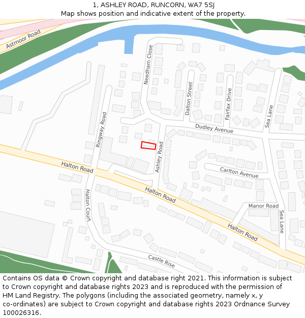 1, ASHLEY ROAD, RUNCORN, WA7 5SJ: Location map and indicative extent of plot