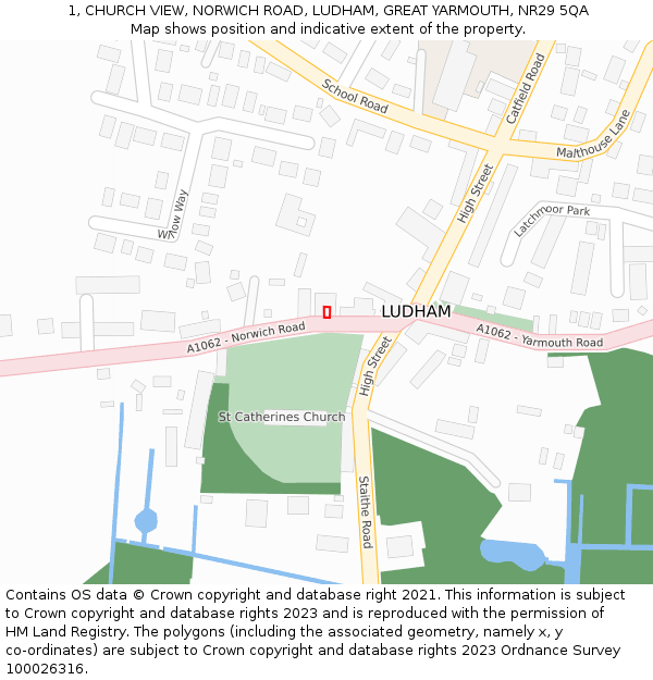 1, CHURCH VIEW, NORWICH ROAD, LUDHAM, GREAT YARMOUTH, NR29 5QA: Location map and indicative extent of plot