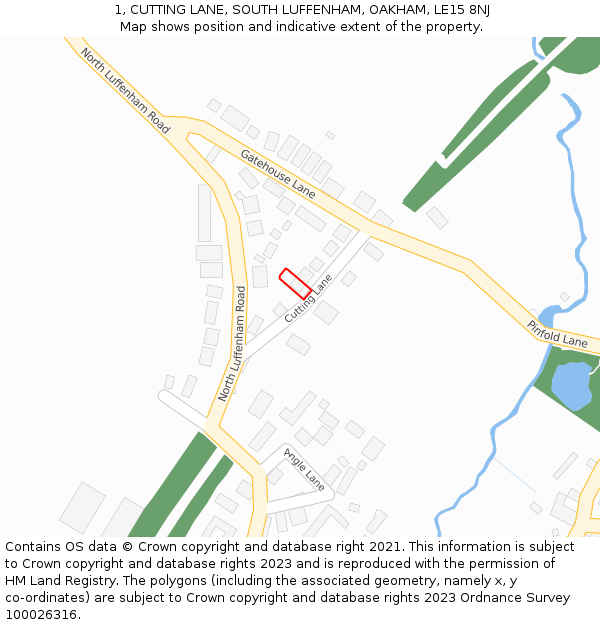 1, CUTTING LANE, SOUTH LUFFENHAM, OAKHAM, LE15 8NJ: Location map and indicative extent of plot