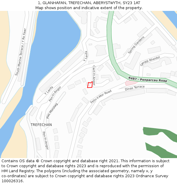 1, GLANHAFAN, TREFECHAN, ABERYSTWYTH, SY23 1AT: Location map and indicative extent of plot