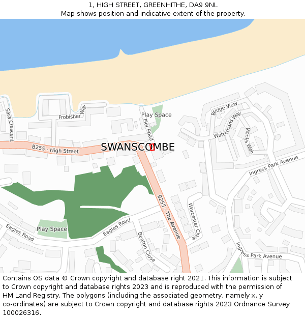 1, HIGH STREET, GREENHITHE, DA9 9NL: Location map and indicative extent of plot