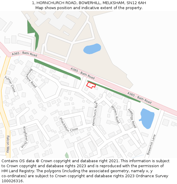 1, HORNCHURCH ROAD, BOWERHILL, MELKSHAM, SN12 6AH: Location map and indicative extent of plot