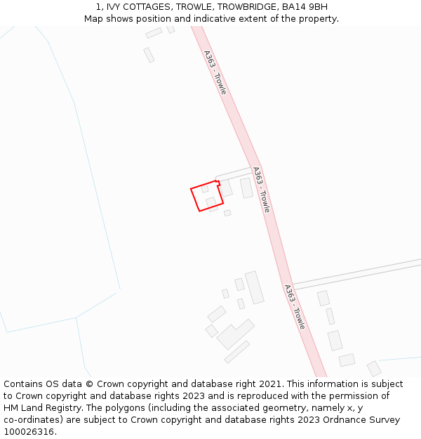 1, IVY COTTAGES, TROWLE, TROWBRIDGE, BA14 9BH: Location map and indicative extent of plot