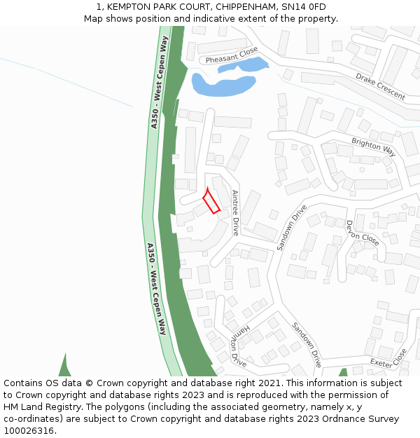 1, KEMPTON PARK COURT, CHIPPENHAM, SN14 0FD: Location map and indicative extent of plot