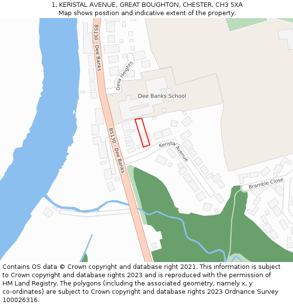 1, KERISTAL AVENUE, GREAT BOUGHTON, CHESTER, CH3 5XA: Location map and indicative extent of plot