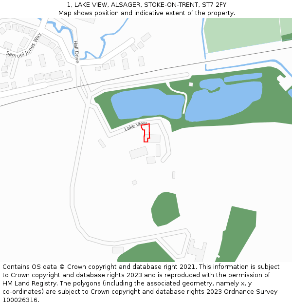 1, LAKE VIEW, ALSAGER, STOKE-ON-TRENT, ST7 2FY: Location map and indicative extent of plot