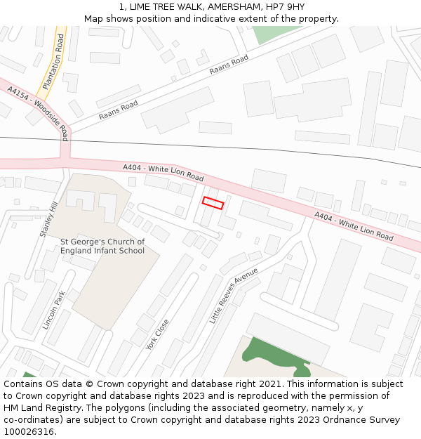 1, LIME TREE WALK, AMERSHAM, HP7 9HY: Location map and indicative extent of plot