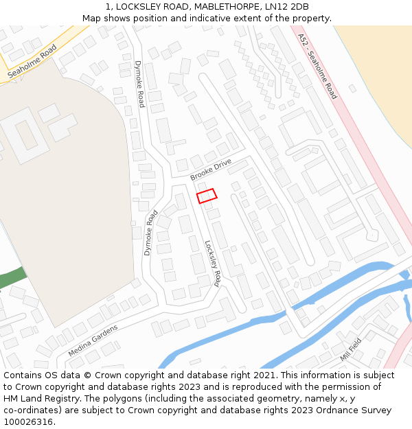 1, LOCKSLEY ROAD, MABLETHORPE, LN12 2DB: Location map and indicative extent of plot