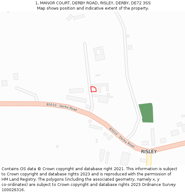 1, MANOR COURT, DERBY ROAD, RISLEY, DERBY, DE72 3SS: Location map and indicative extent of plot