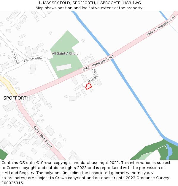 1, MASSEY FOLD, SPOFFORTH, HARROGATE, HG3 1WG: Location map and indicative extent of plot