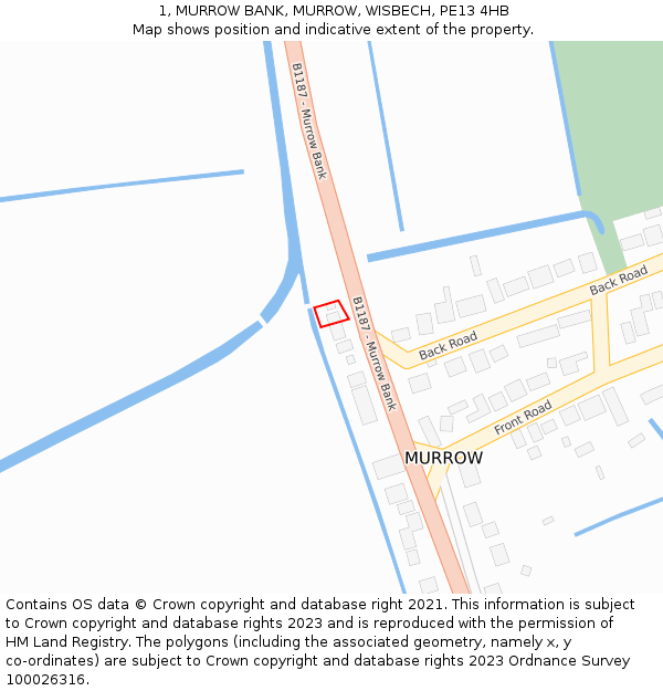 1, MURROW BANK, MURROW, WISBECH, PE13 4HB: Location map and indicative extent of plot