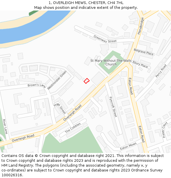 1, OVERLEIGH MEWS, CHESTER, CH4 7HL: Location map and indicative extent of plot