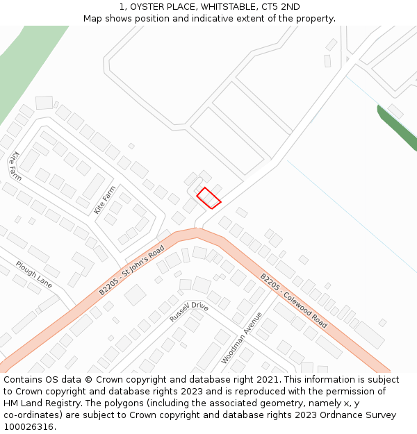 1, OYSTER PLACE, WHITSTABLE, CT5 2ND: Location map and indicative extent of plot