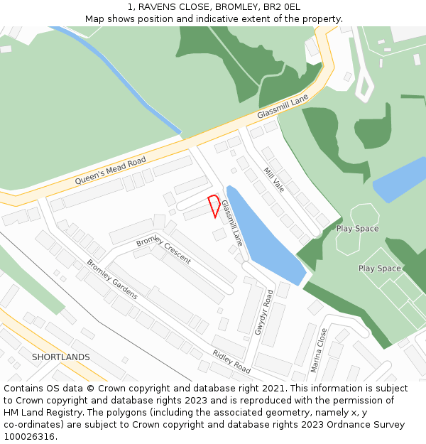 1, RAVENS CLOSE, BROMLEY, BR2 0EL: Location map and indicative extent of plot