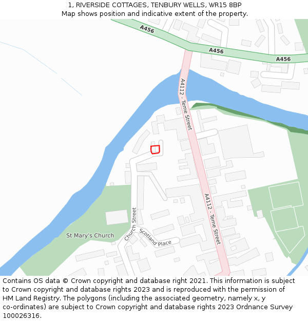 1, RIVERSIDE COTTAGES, TENBURY WELLS, WR15 8BP: Location map and indicative extent of plot