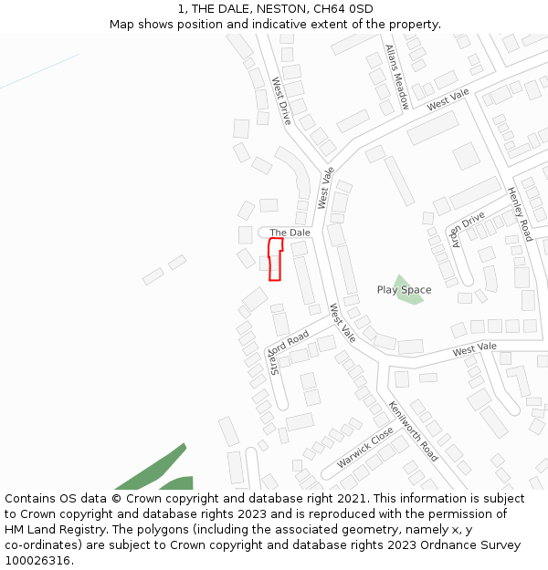 1, THE DALE, NESTON, CH64 0SD: Location map and indicative extent of plot