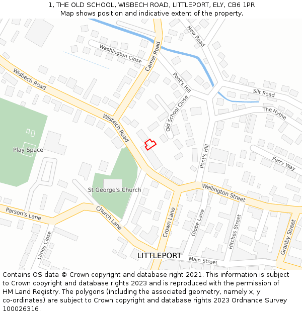 1, THE OLD SCHOOL, WISBECH ROAD, LITTLEPORT, ELY, CB6 1PR: Location map and indicative extent of plot