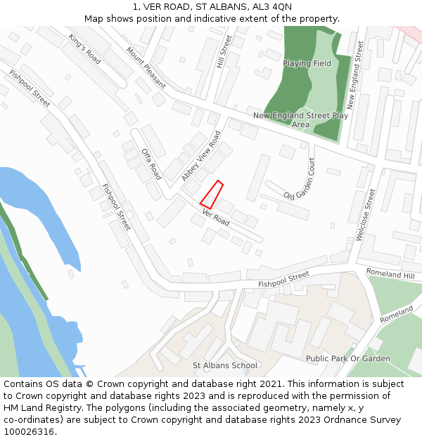 1, VER ROAD, ST ALBANS, AL3 4QN: Location map and indicative extent of plot