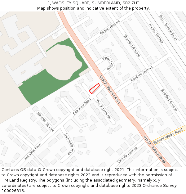 1, WADSLEY SQUARE, SUNDERLAND, SR2 7UT: Location map and indicative extent of plot