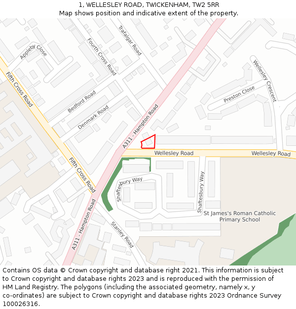 1, WELLESLEY ROAD, TWICKENHAM, TW2 5RR: Location map and indicative extent of plot