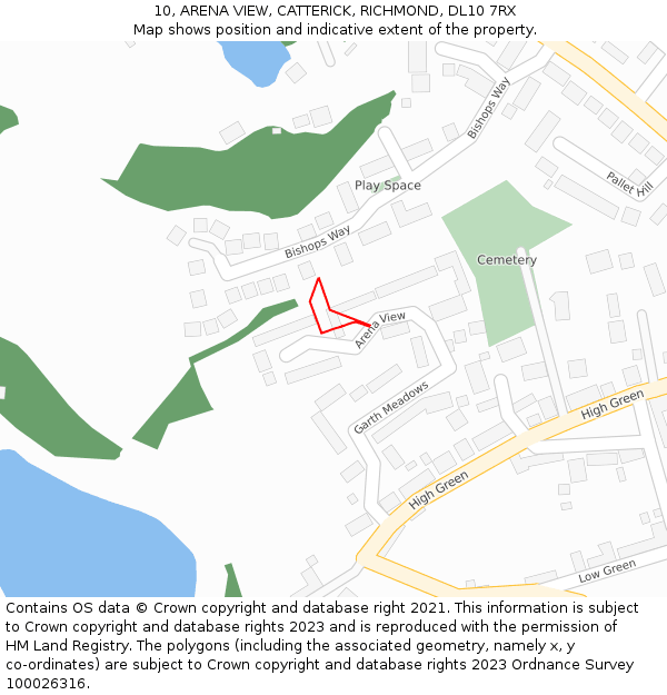 10, ARENA VIEW, CATTERICK, RICHMOND, DL10 7RX: Location map and indicative extent of plot
