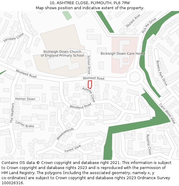 10, ASHTREE CLOSE, PLYMOUTH, PL6 7RW: Location map and indicative extent of plot