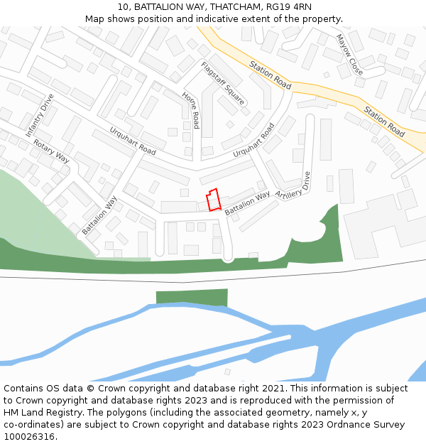 10, BATTALION WAY, THATCHAM, RG19 4RN: Location map and indicative extent of plot